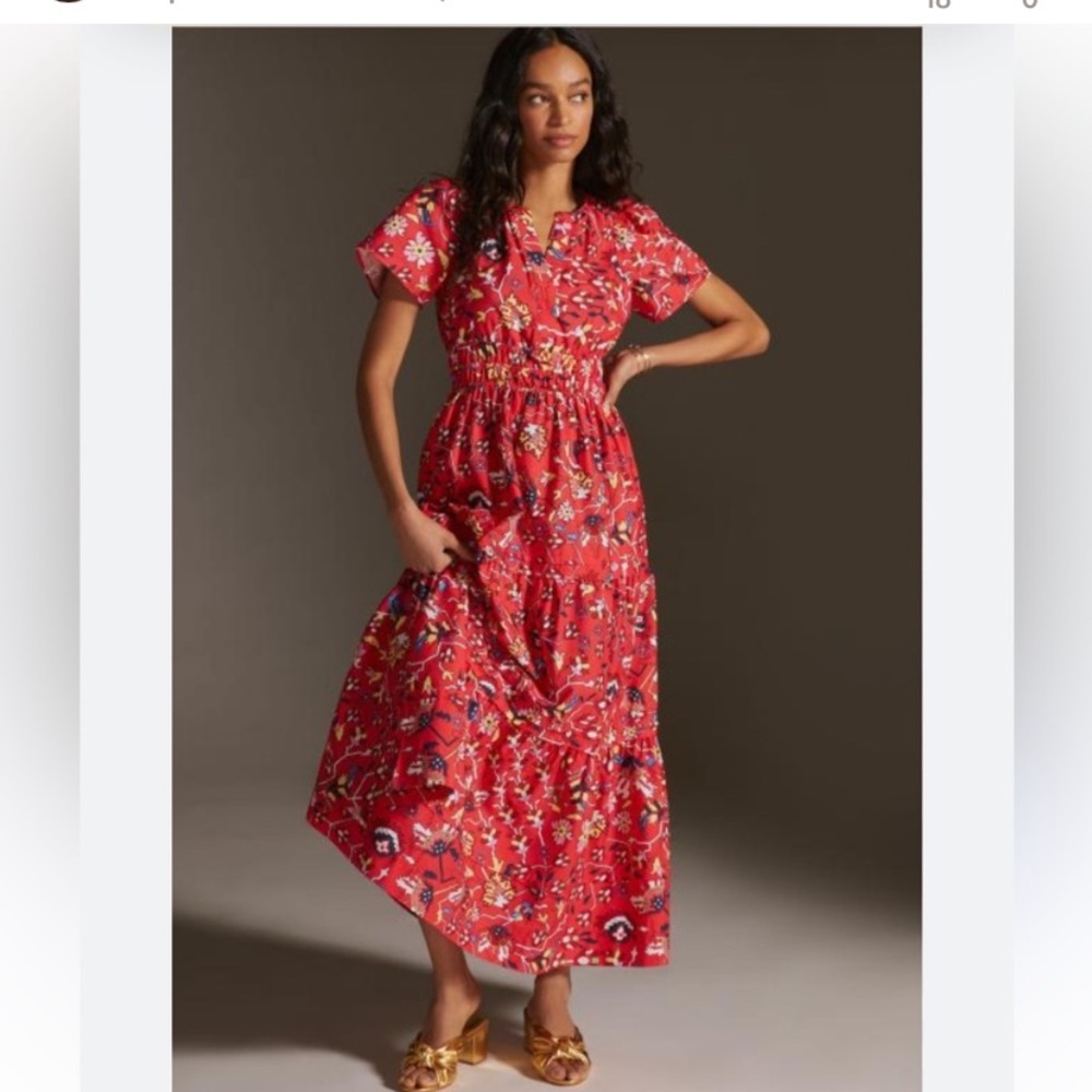 Red Floral Tiered Maxi Dress - Women - Picture 3 of 6